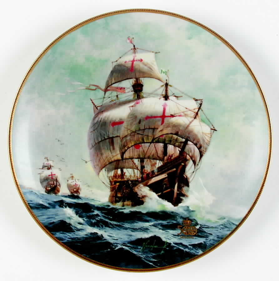 Columbus Discovers America-500th Anniversary Under Full Sail - No Box by WS George-1