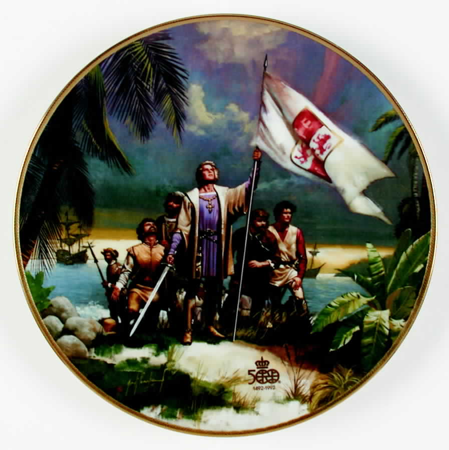 Columbus Discovers America-500th Anniversary Columbus Raises The Flag - Boxed by WS George-1
