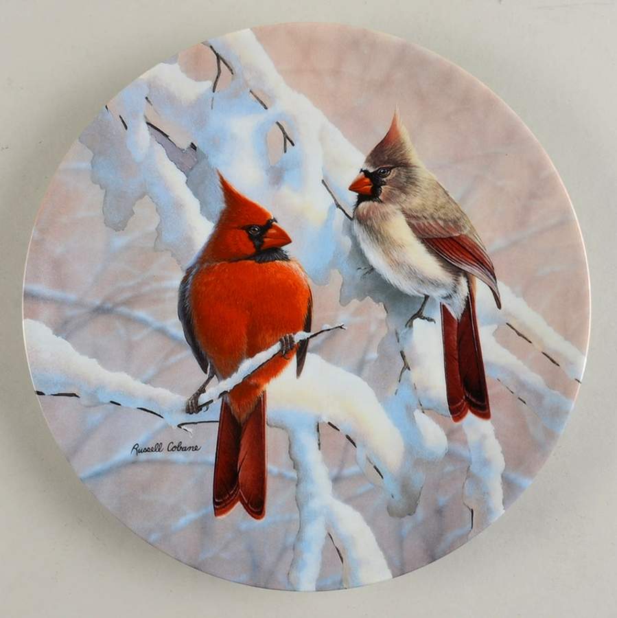 Glorious Songbirds Cardinals On A Snowy Branch - With Box by WS George-1