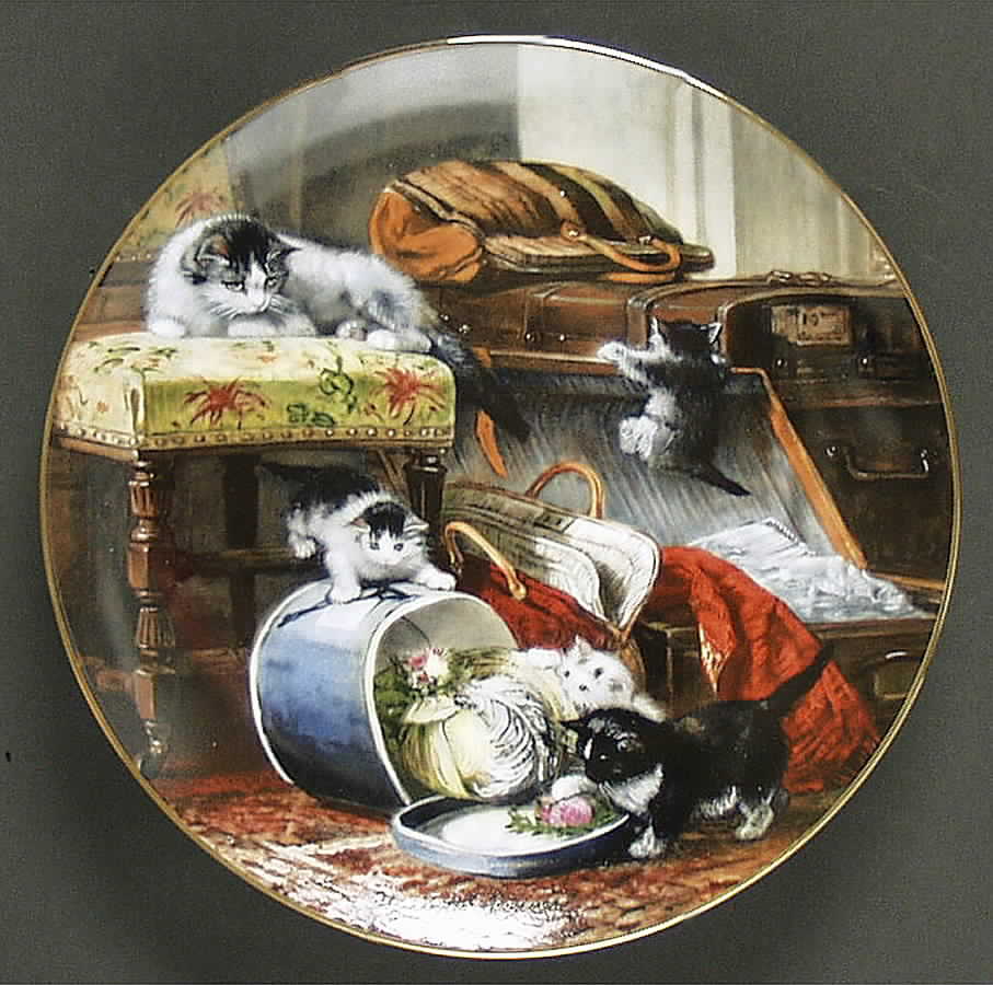 Victorian Cat  Mischief With The Hatbox - No Box by WS George-1