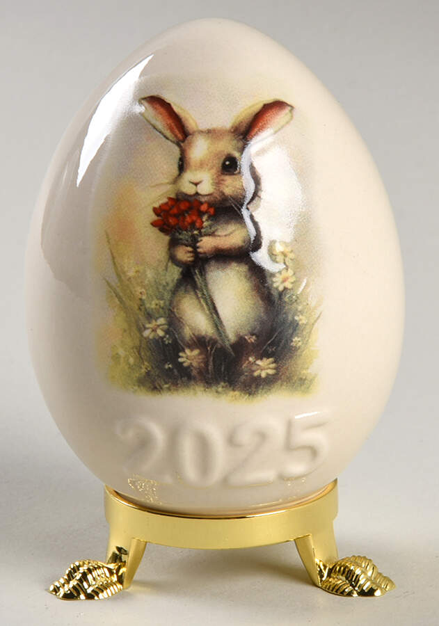 Goebel Easter Egg Bunny With Rose - With Box by Goebel-1