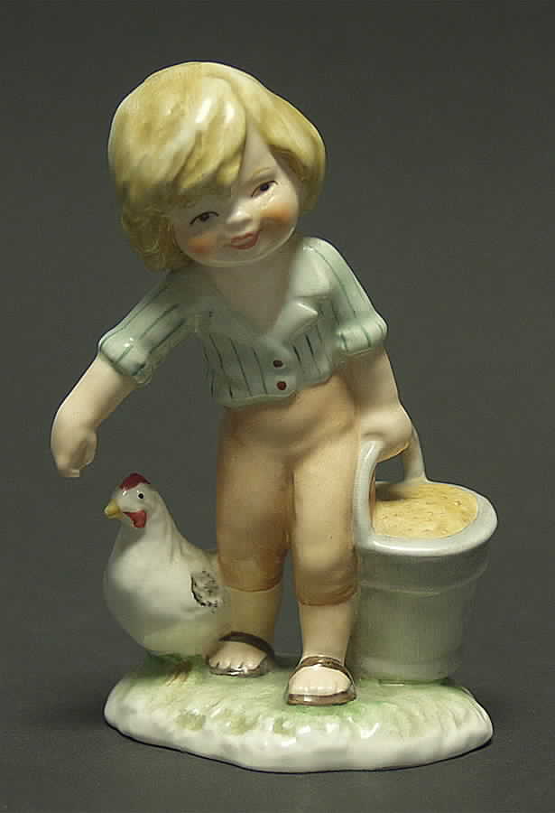 Kinderland 2 Boy With Chicken - No Box by Goebel-1