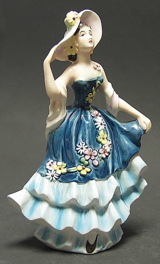 Ladies (FF Mark) Lady In Blue Floral Dress - No Box by Goebel-1