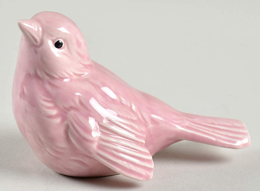 Bird Figurines Sparrow-Head Up-Pink - No Box by Goebel-1