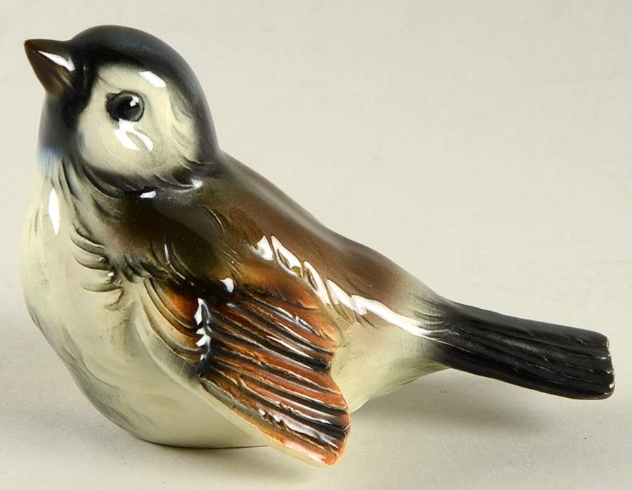 Bird Figurines Sparrow-Head Up-Brown - No Box by Goebel-1