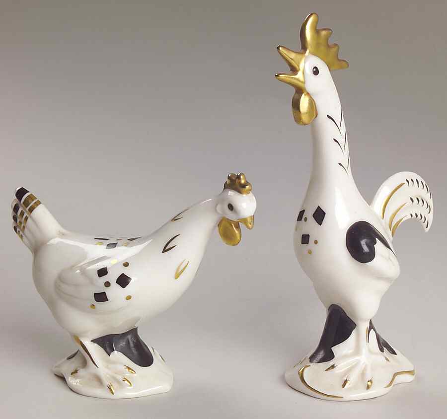 Bird Figurines Chicken & Rooster Pair - No Box by Goebel-1