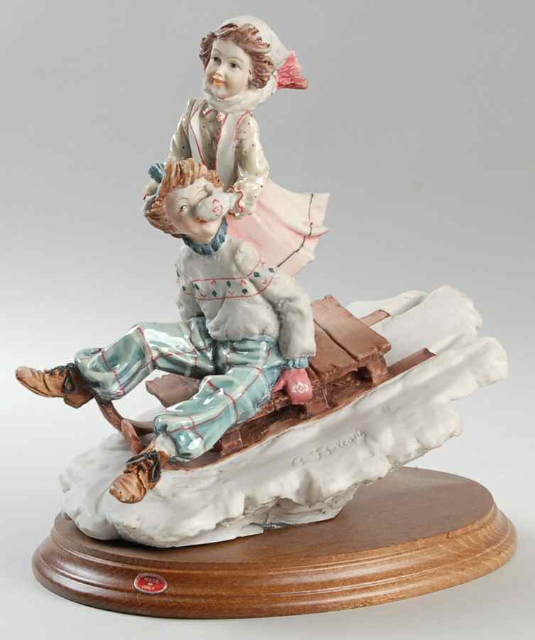 Dear Studios Boy And Girl Sledding - Boxed by Goebel-1