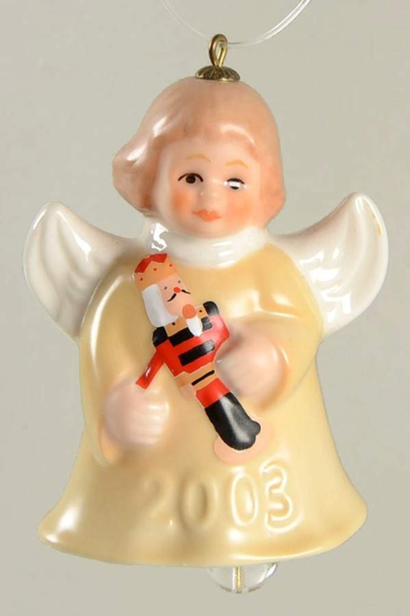 Angel Bell Ornament Angel With Nutcracker-Yellow - No Box by Goebel-1