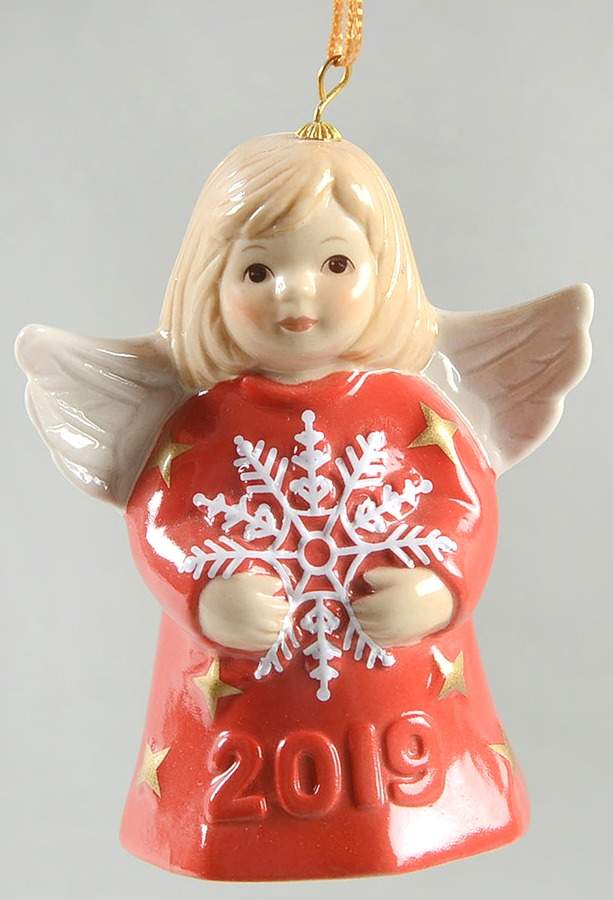 Angel Bell Ornament Angel With Snowflake-Cherry Red - No Box by Goebel-1