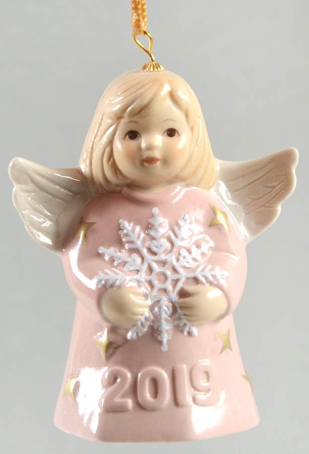 Angel Bell Ornament Angel With Snowflake-Rose - With Box by Goebel-1