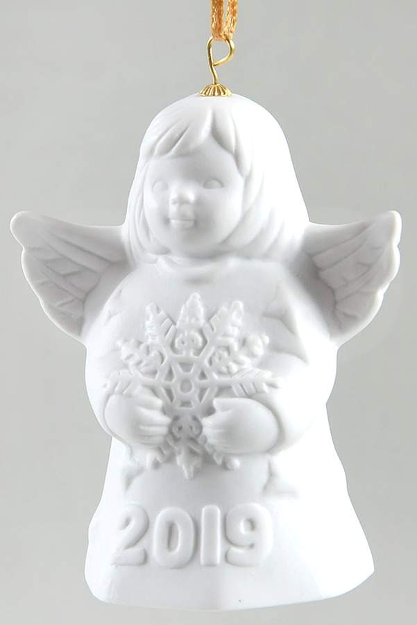 Angel Bell Ornament Angel With Snowflake-White - With Box by Goebel-1