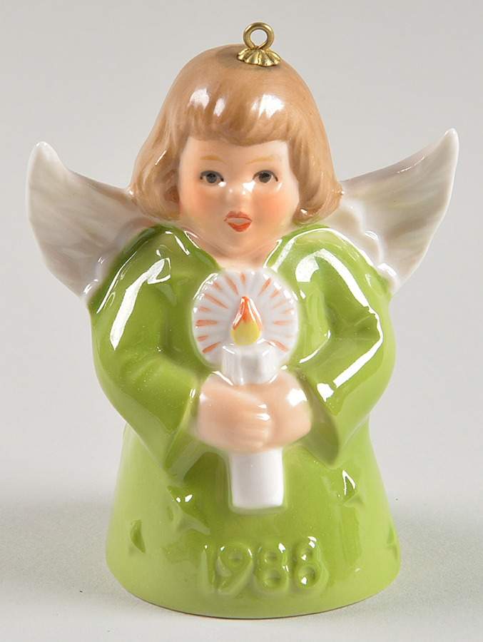 Angel Bell Ornament Angel With Candle-Green - Boxed by Goebel-1