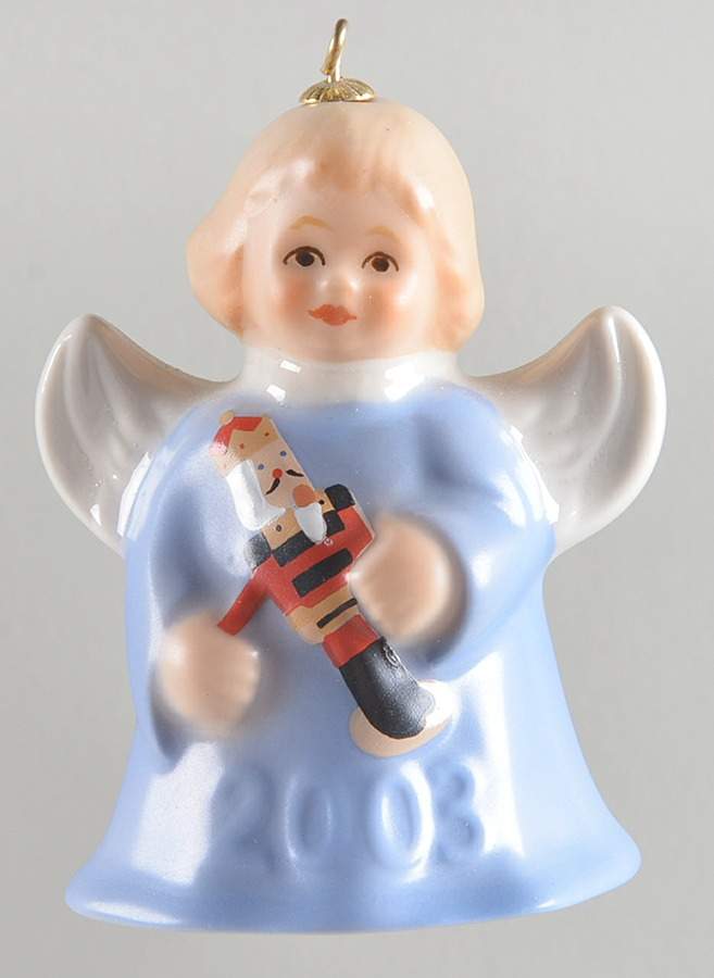 Angel Bell Ornament Angel With Nutcracker-Blue - No Box by Goebel-1