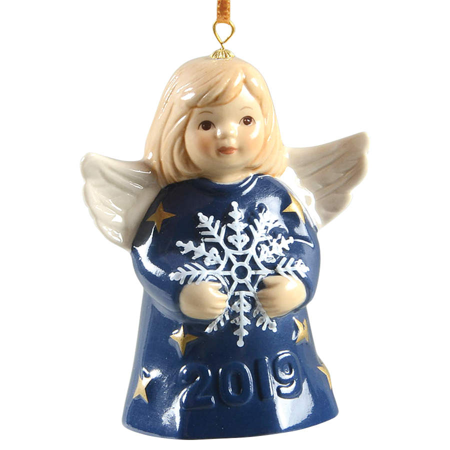 Angel Bell Ornament Angel With Snowflake-Sailor Blue - With Box by Goebel-1