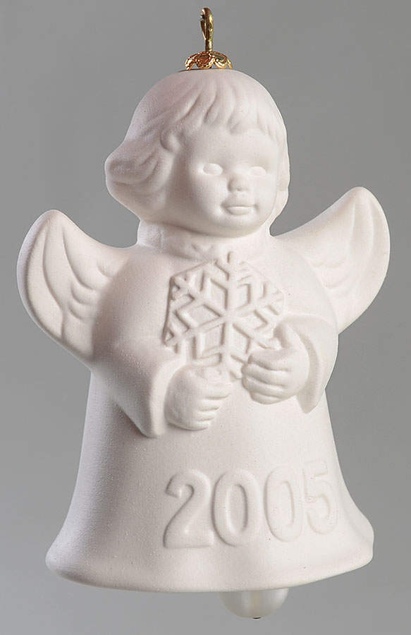 Angel Bell Ornament Angel With Snowflake-White - With Box by Goebel-1