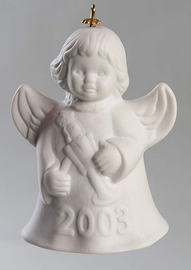 Angel Bell Ornament Angel With Nutcracker-White - Boxed by Goebel-1