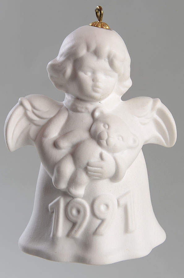 Angel Bell Ornament Angel With Teddy Bear-White - Boxed by Goebel-1