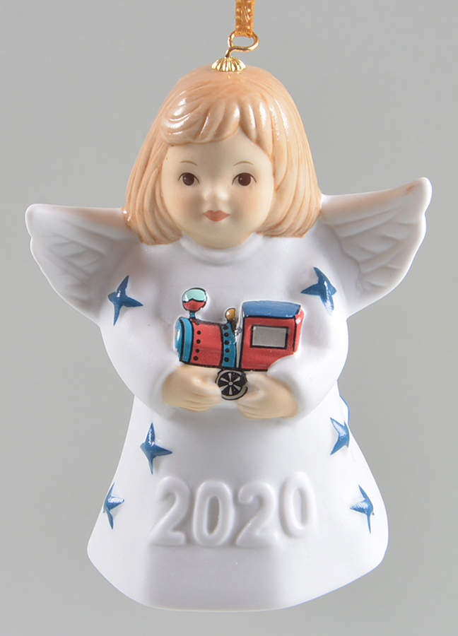 Angel Bell Ornament Angel With Train- Blue Stars - No Box 45e by Goebel-1