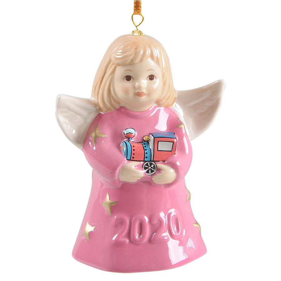 Angel Bell Ornament Angel With Train- Carmine Rose - No Box 45d by Goebel-1