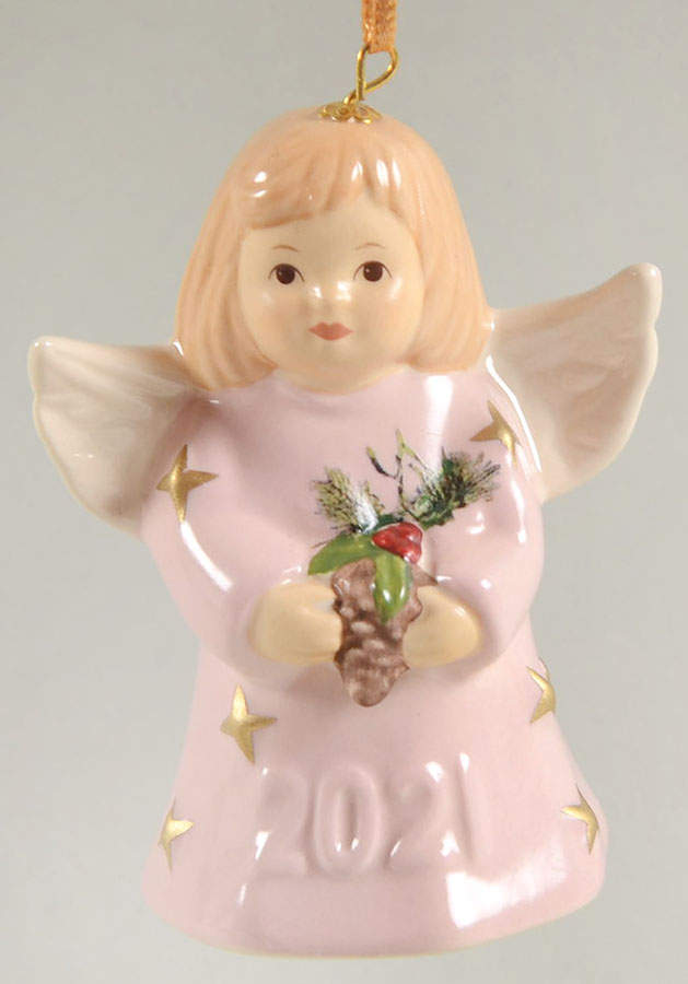 Angel Bell Ornament Angel With Pinecone - Cherry Blossom - No Box by Goebel-1