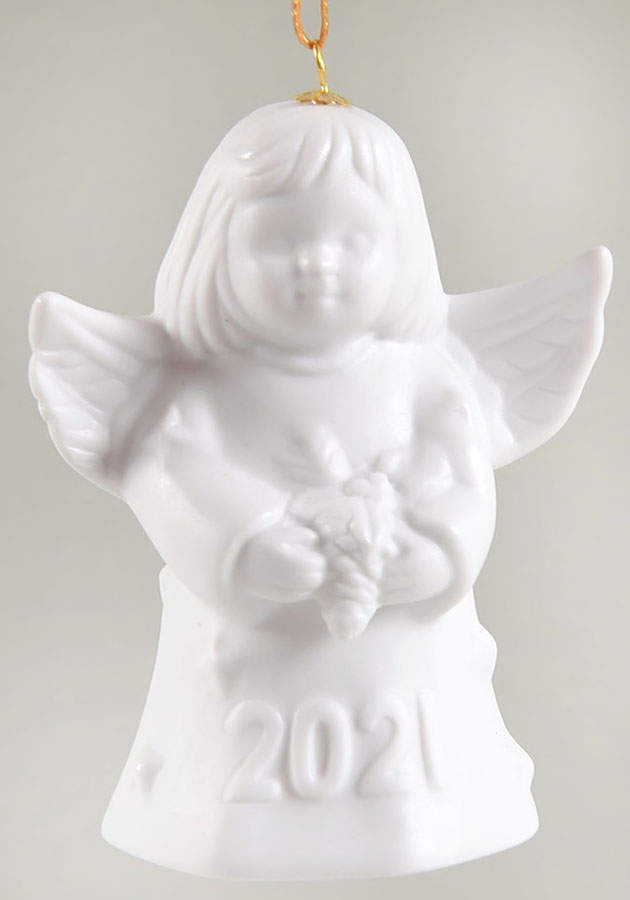 Angel Bell Ornament Angel With Pinecone-White - No Box by Goebel-1