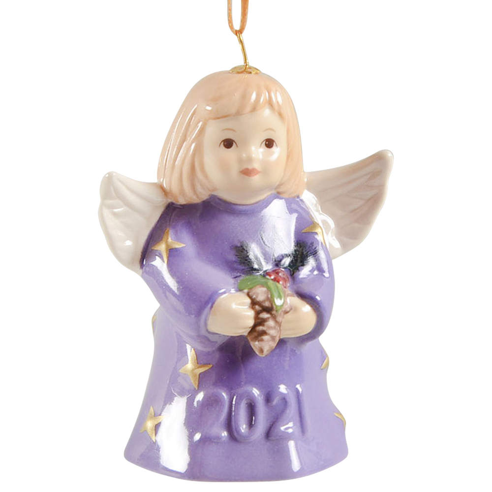 Angel Bell Ornament Angel With Pinecone-Ultra Violet - With Box by Goebel-1