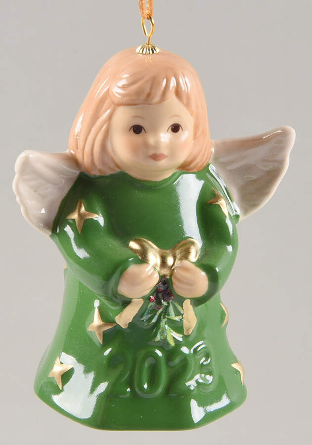 Angel Bell Ornament Angel With Bow - Greenbriar - With Box by Goebel-1