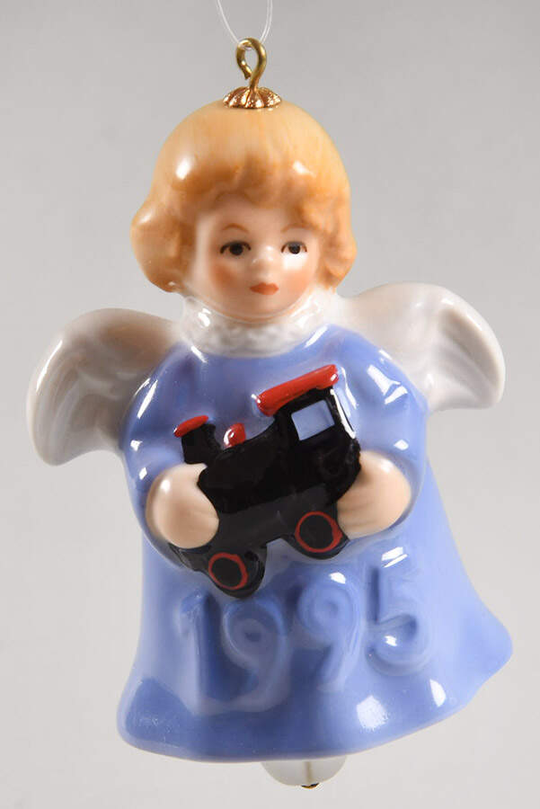 Angel Bell Ornament Angel With Train-Blue - Boxed by Goebel-1