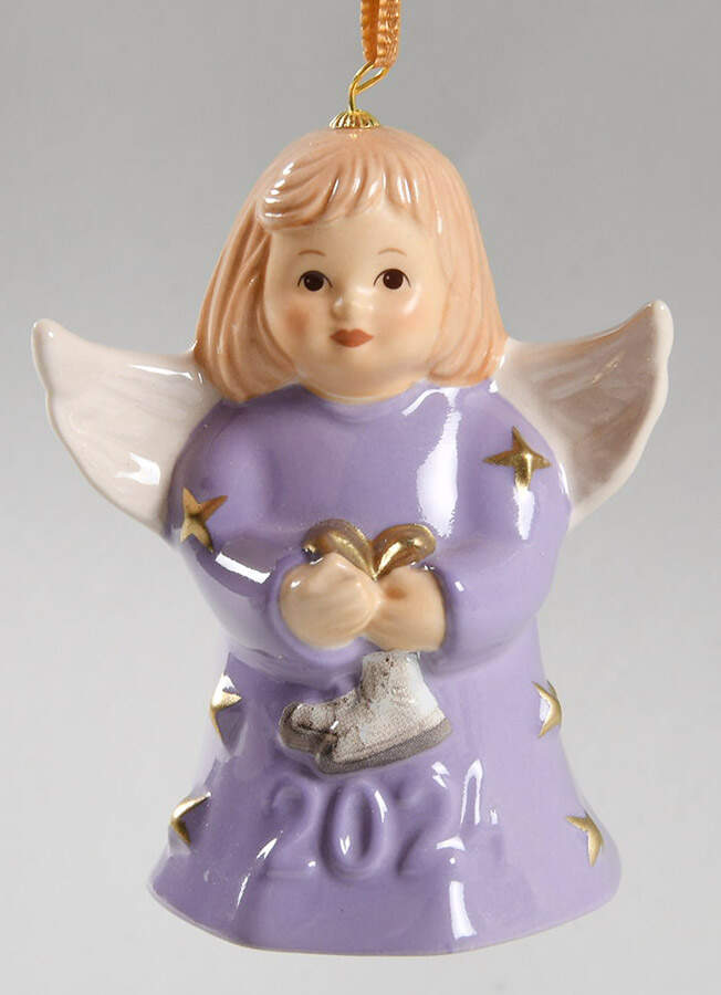 Angel Bell Ornament Angel With Skates-Lavender - With Box by Goebel-1