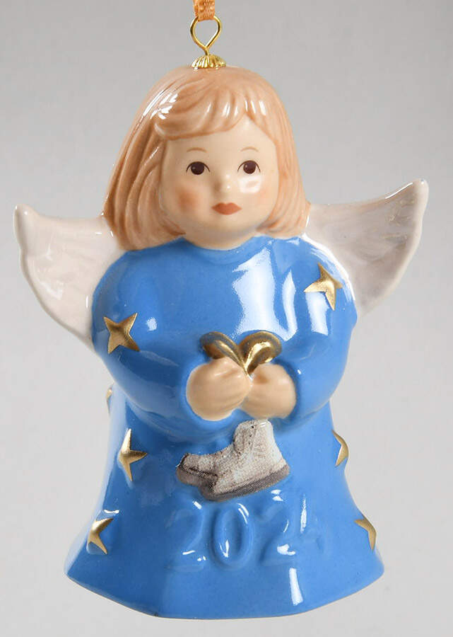 Angel Bell Ornament Angel With Skates-Cyan - No Box 49b by Goebel-1