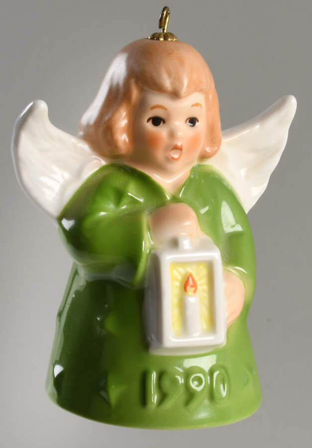 Angel Bell Ornament Angel With Lantern-Green - Boxed by Goebel-1