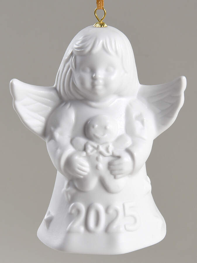 Angel Bell Ornament Angel With Gingerbread Man-White - With Box 50a by Goebel-1