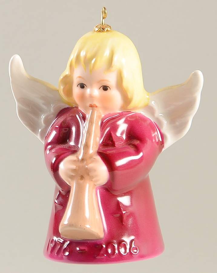 Angel Bell Ornament Angel With Horn Burgundy - No Box by Goebel-1