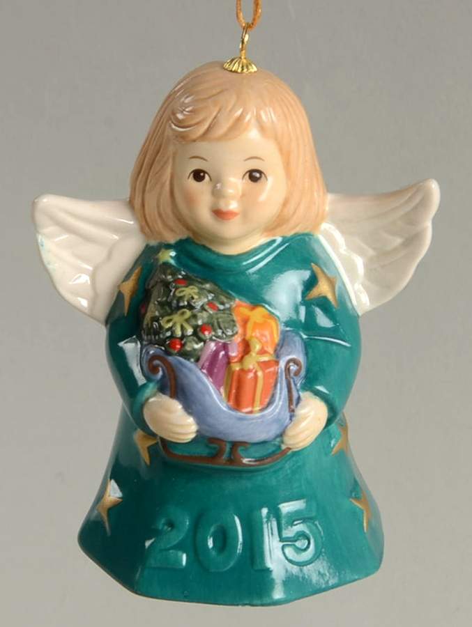 Angel Bell Ornament Angel With Sleigh - Teal - With Box 40d by Goebel-1