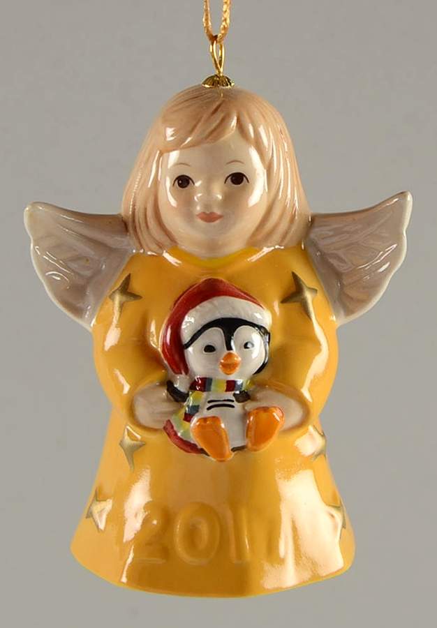 Angel Bell Ornament Angel With Penguin - Sunflower - No Box 42b by Goebel-1