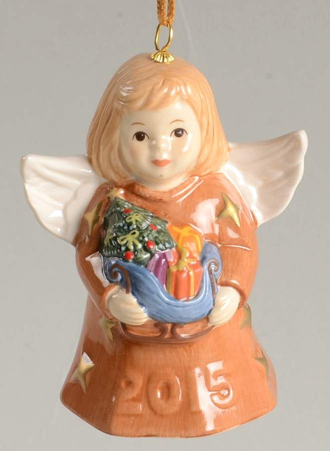 Angel Bell Ornament Angel With Sleigh - Carmel - With Box 40c by Goebel-1