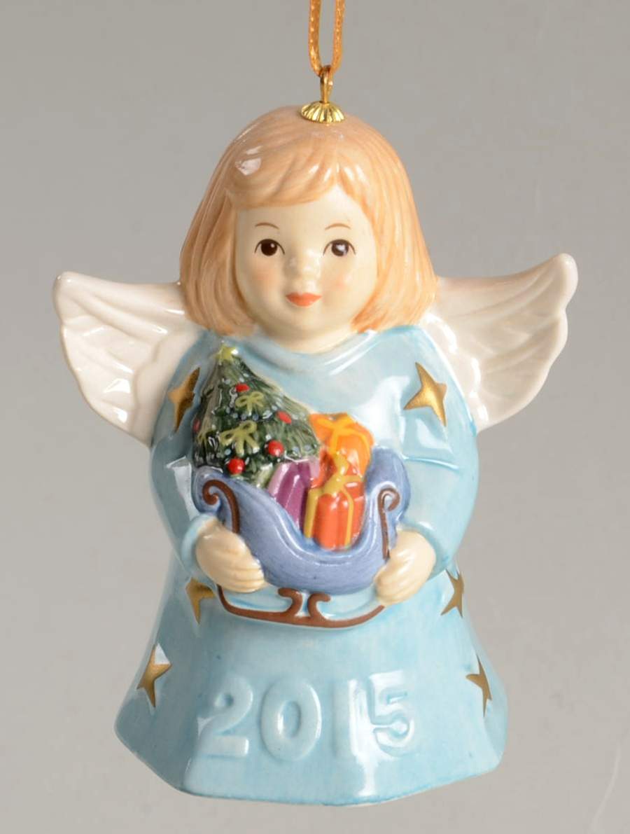 Angel Bell Ornament Angel With Sleigh - Ice Blue - With Box 40b by Goebel-1