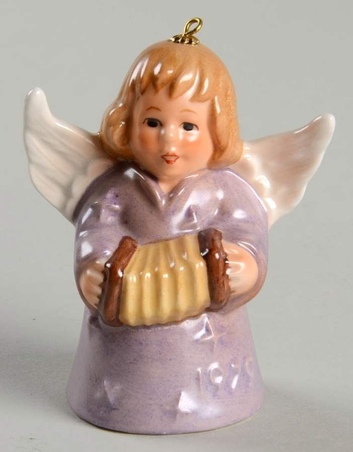 Angel Bell Ornament Angel With Accordion-Purple - No Box by Goebel-1