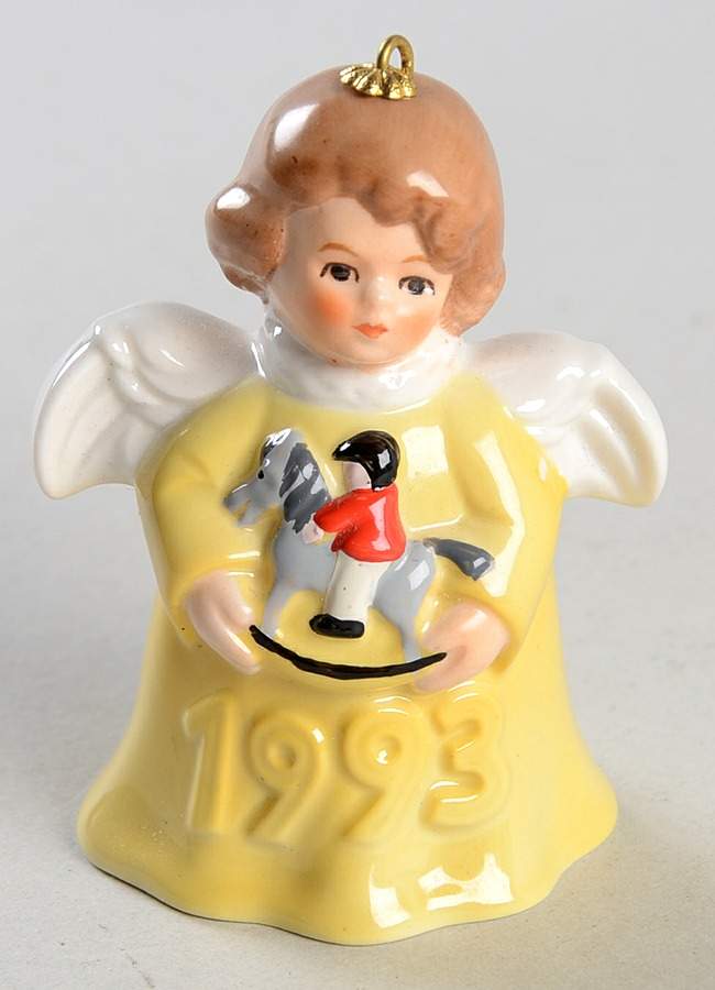 Angel Bell Ornament Angel With Rocking Horse-Yellow - No Box by Goebel-1
