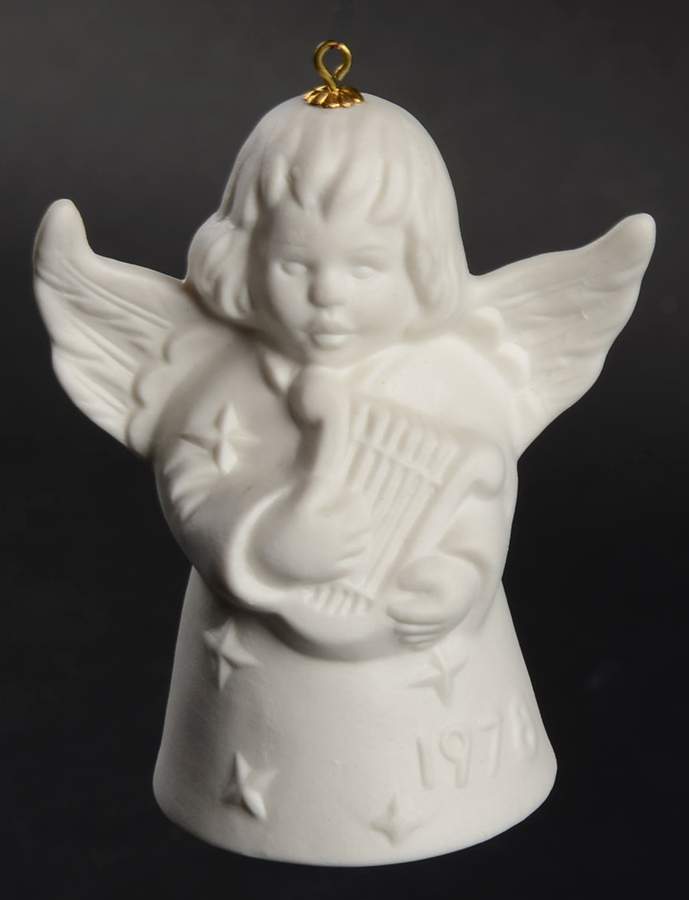 Angel Bell Ornament Angel With Harp-White - Boxed by Goebel-1