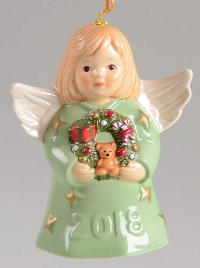 Angel Bell Ornament Angel With Wreath - Sage - No Box 43d by Goebel-1