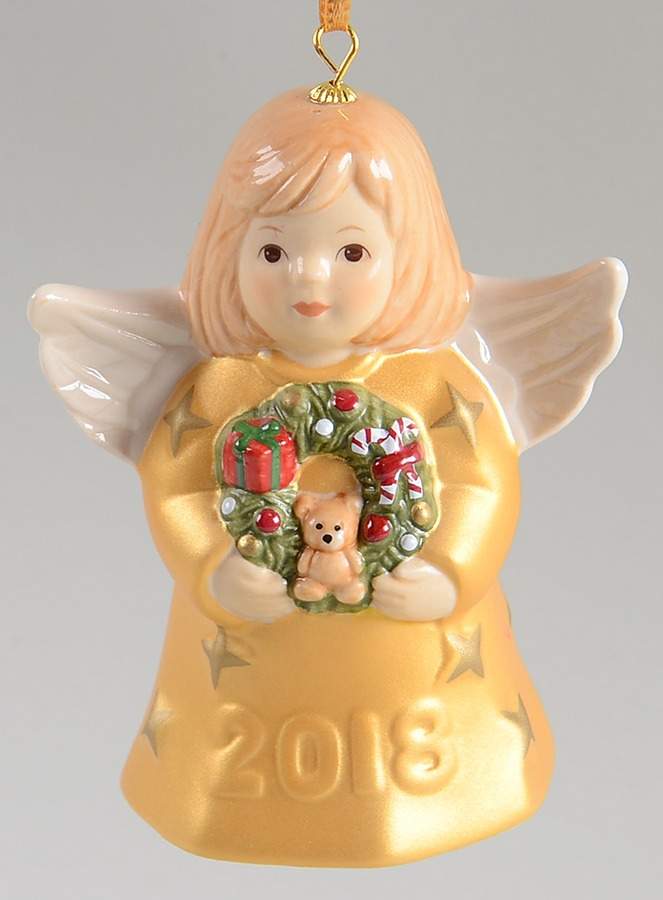 Angel Bell Ornament Angel With Wreath - Gold - With Box 43c by Goebel-1