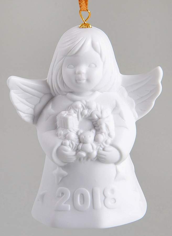 Angel Bell Ornament Angel With Wreath - White - No Box-43a by Goebel-1