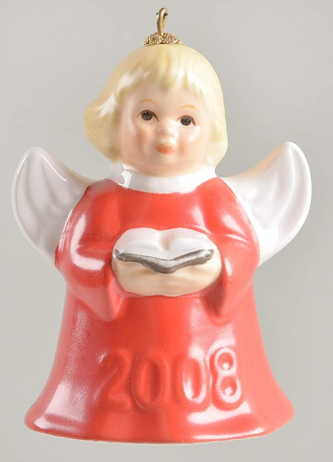 Angel Bell Ornament Angel With Song Book-Red - With Box by Goebel-1