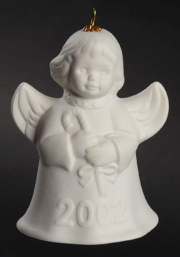 Angel Bell Ornament Angel With Candy Cane-White - Boxed by Goebel-1