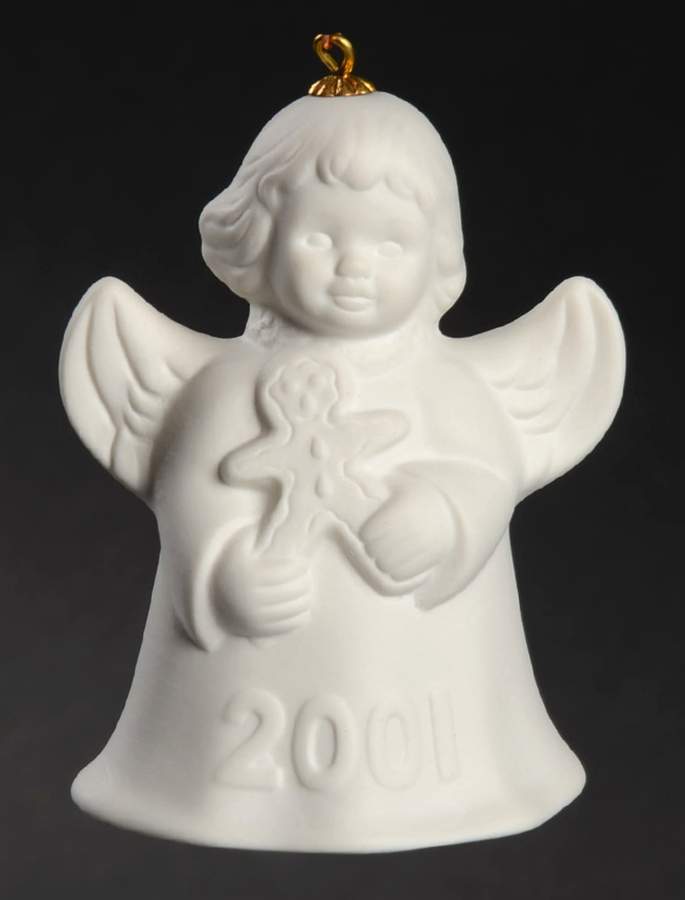 Angel Bell Ornament Angel With Gingerbread-White - Boxed by Goebel-1