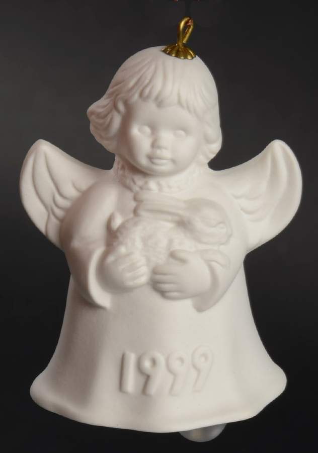 Angel Bell Ornament Angel With Rabbit-White - Boxed by Goebel-1