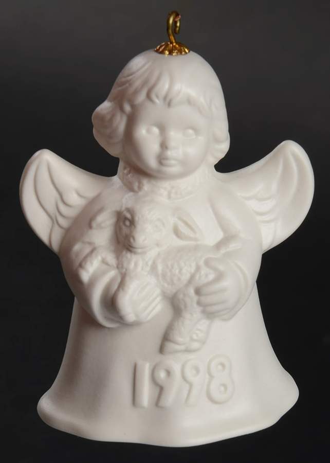 Angel Bell Ornament Angel With Lamb-White - Boxed by Goebel-1