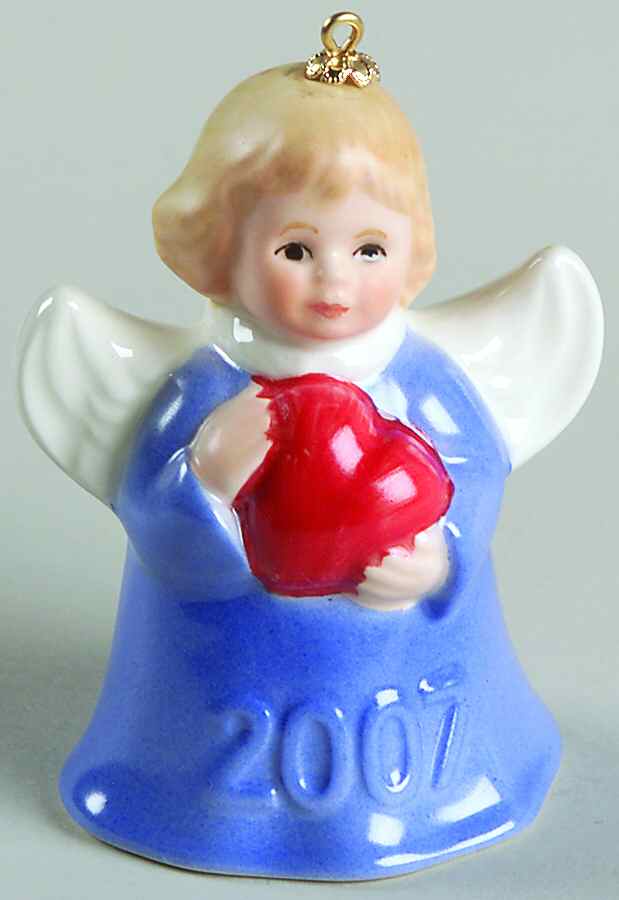 Angel Bell Ornament Angel With Heart-Blue - With Box by Goebel-1