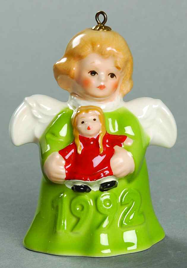 Angel Bell Ornament Angel With Doll-Green - No Box by Goebel-1